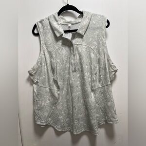 LULULEMON QUICKY DRY SLEEVELESS POLO SHIRT SZ 20 TERRAZZO MARBLE SILVER ICE